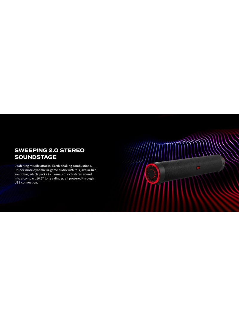 أيسر Nitro Gaming Sound Bar – Compact USB-Powered PC Soundbar with Dual Stereo Drivers, RGB Lighting Effects, Volume Control, and Clear Audio for Gaming, Music And Movies - Black - Image 3