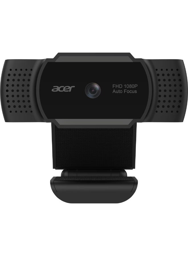 Acer USB Webcam FHD ,Full HD (1920 x 1080) Resolution, 2MP lens, Automatic fixed focus and zoom, Built-in digital microphone, 360° rotating clip-on stand, Windows & Chrome compatible, black - Image 1