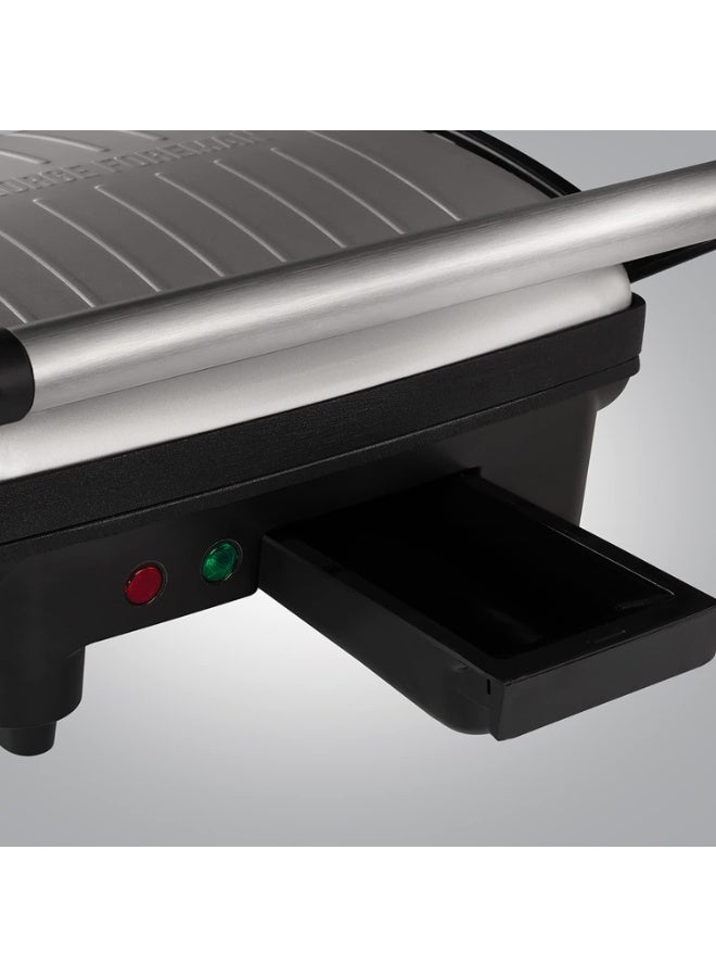 راسيل هوبز شواية جورج فورمان الكهربائية المتوسطة فليكس [غير لاصقة، صحية، مقلاة، توست، صينية ساخنة، بانيني، شواء، توفير الطاقة، تخزين عمودي، سهل التنظيف، صينية تصريف، ضوء جاهز للطهي] - Image 4