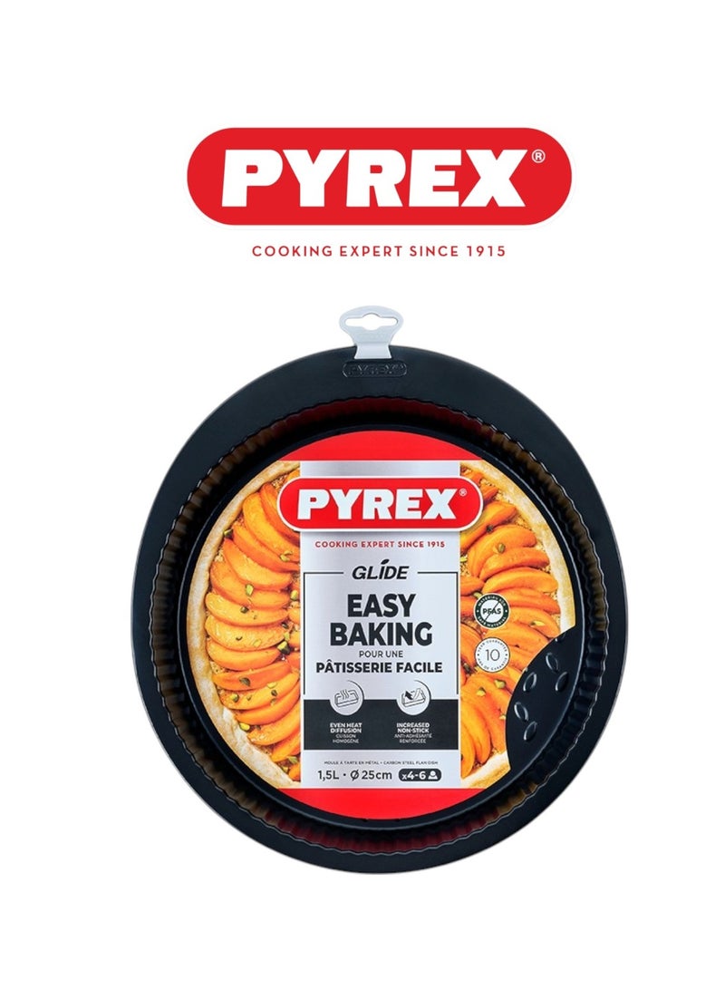 Pyrex Glide Pie Dish 25cm – Non-Stick Durable Bakeware Black - Image 1