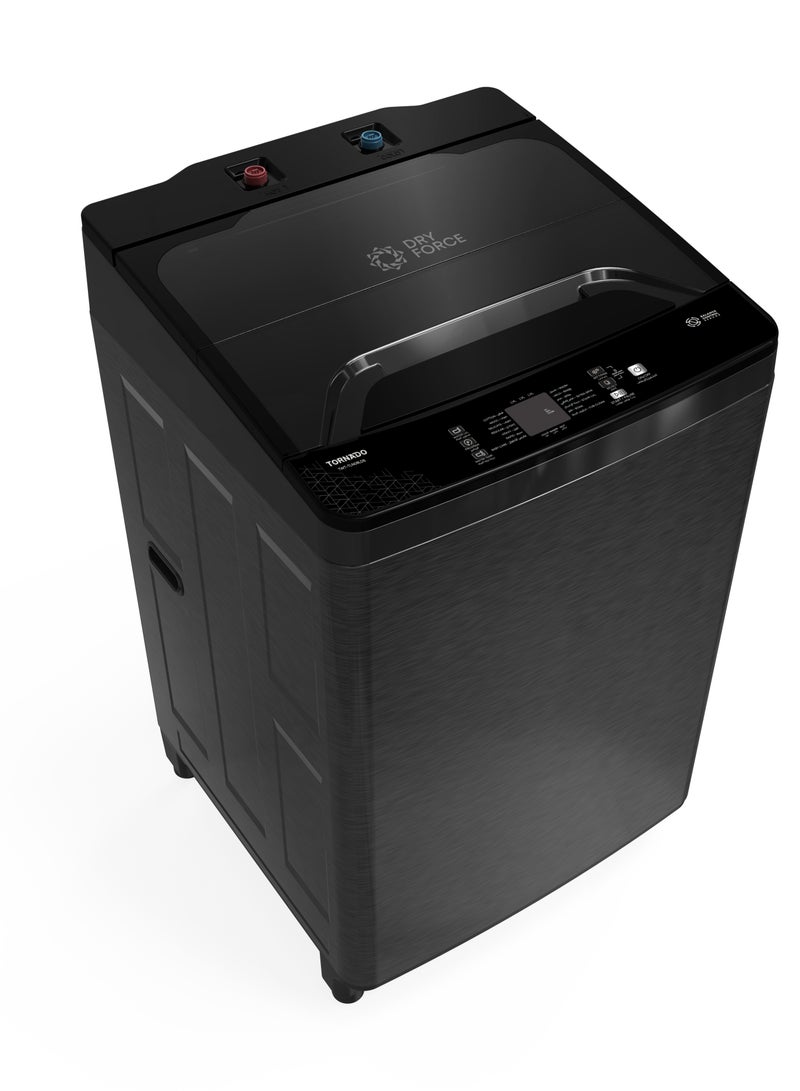 تورنيدو غسالة ملابس أوتوماتيكية بالكامل سعة 8 كجم تحميل علوي مع مضخة، تحكم تلقائي في عدم التوازن، تشغيل صامت، غسيل سريع، أسطوانة من الفولاذ المقاوم للصدأ، قفل للأطفال - - Image 1