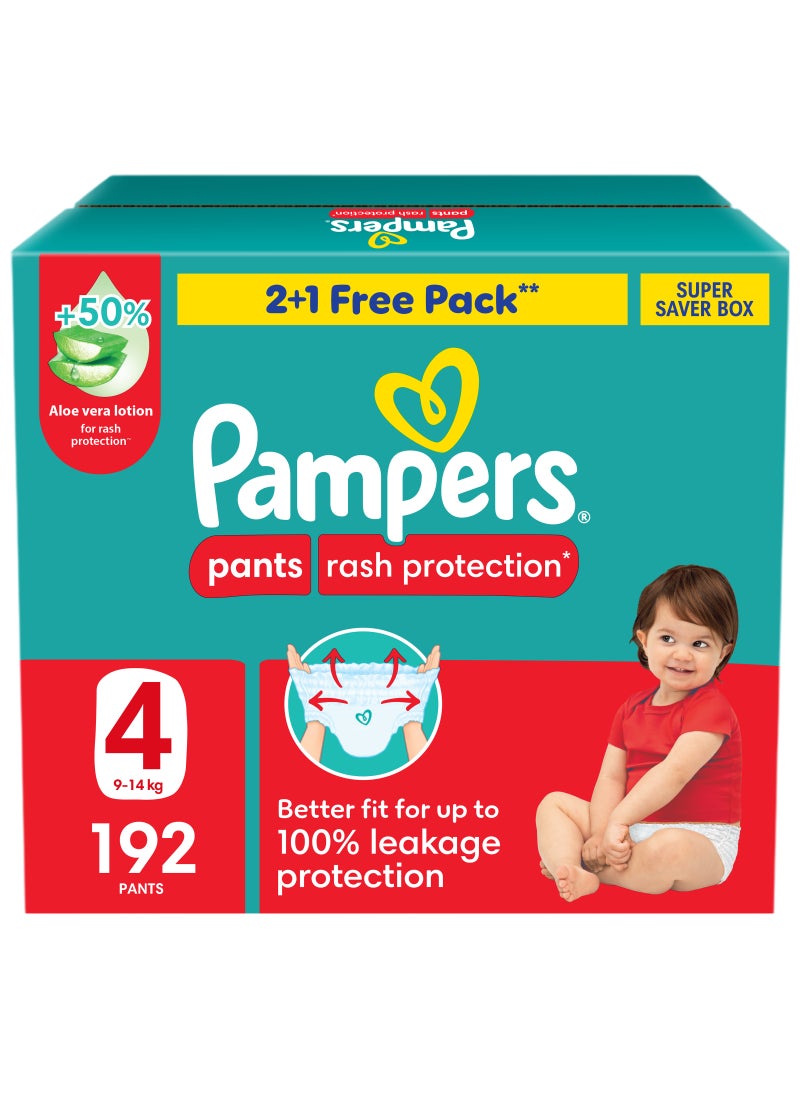 Pampers Pants Size 4 Rash Protection 9-14kg Super Saving Box - Image 1