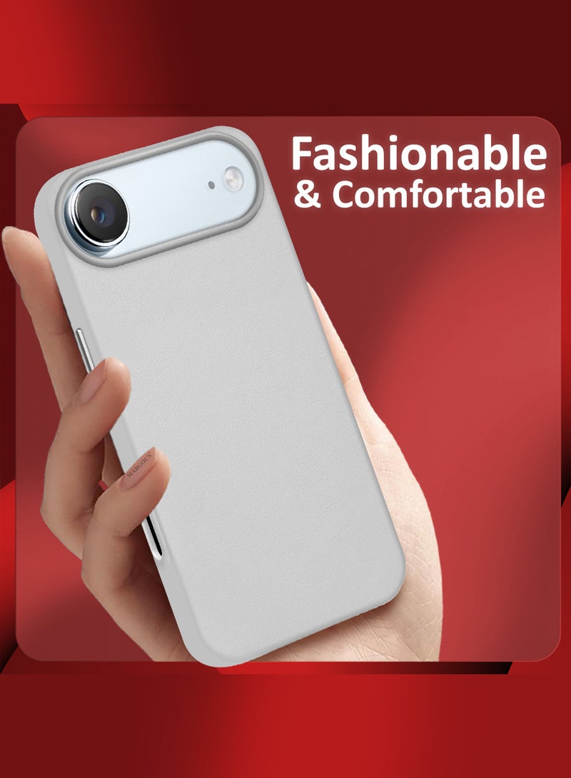 MARGOUN Leather Protective Case for iPhone 17 Air - Shockproof - Matte - Anti-Slip - Waterproof - Sleek Design Natural Titanium-1 - Image 5