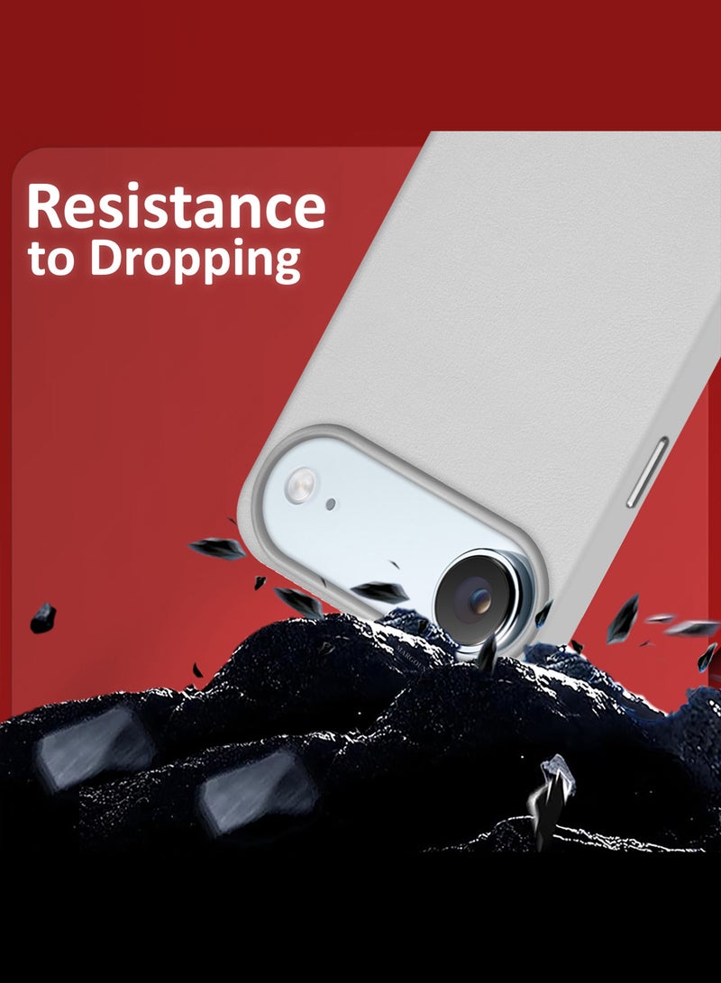 MARGOUN Leather Protective Case for iPhone 17 Air - Shockproof - Matte - Anti-Slip - Waterproof - Sleek Design Natural Titanium-1 - Image 4