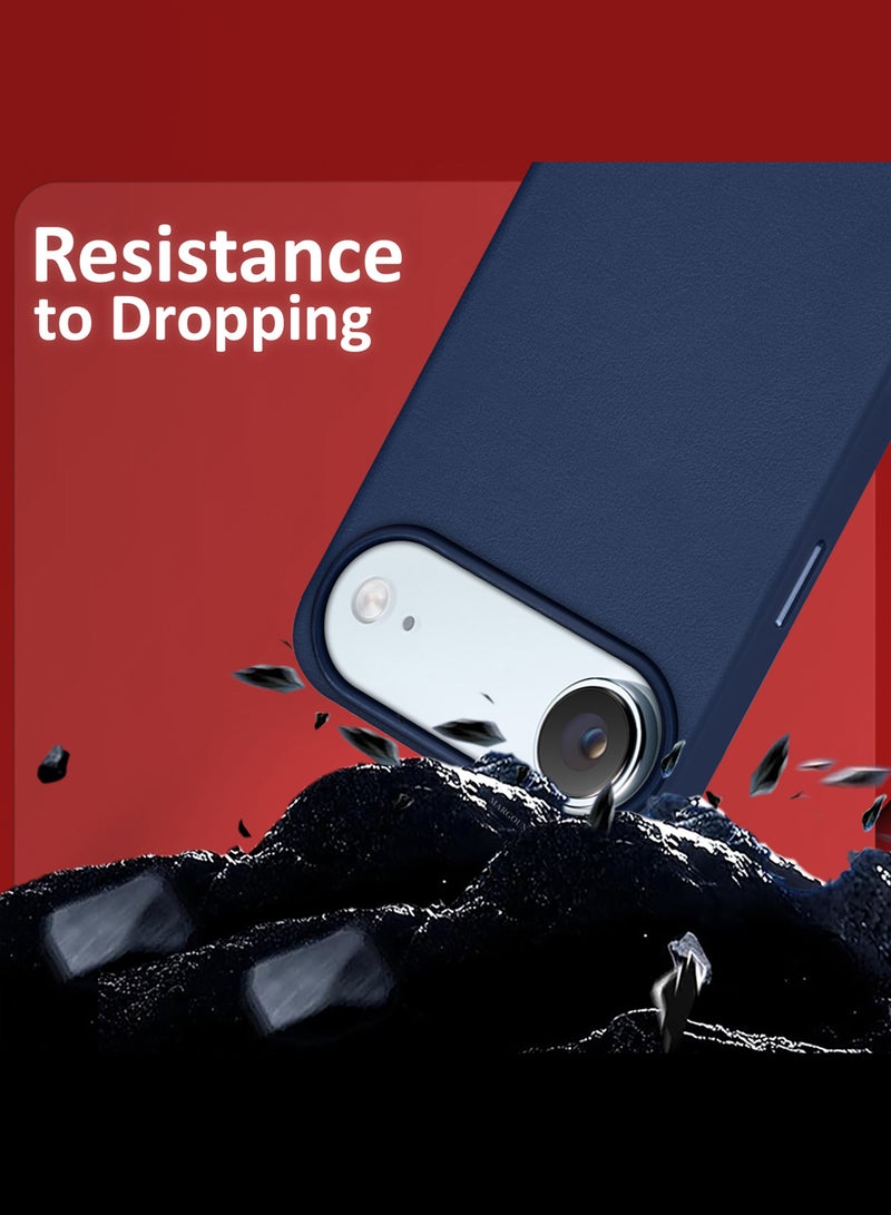 MARGOUN Leather Protective Case for iPhone 17 Air - Shockproof - Matte - Anti-Slip - Waterproof - Sleek Design Deep Blue-1 - Image 4