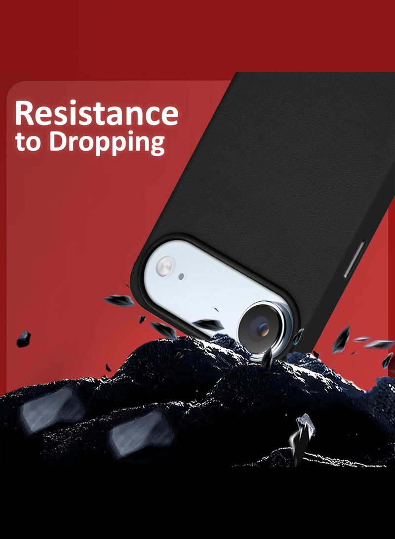 MARGOUN Leather Protective Case for iPhone 17 Air - Shockproof - Matte - Anti-Slip - Waterproof - Sleek Design Black-1 - Image 4