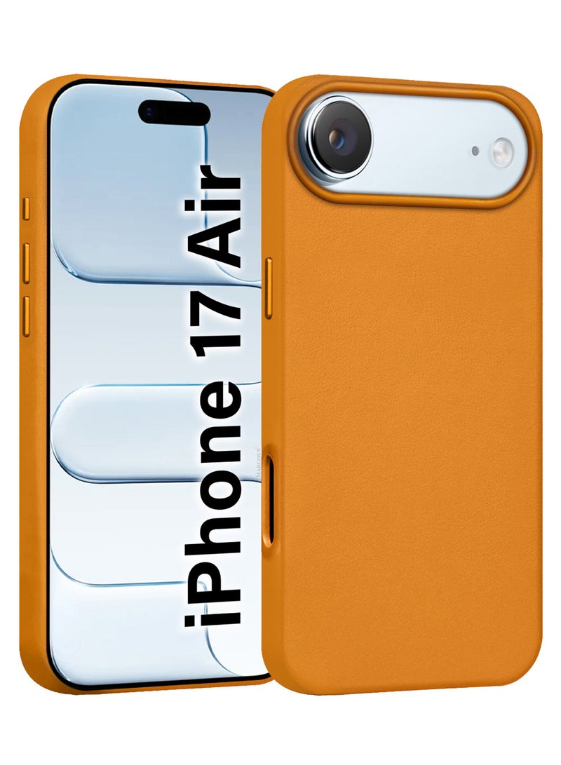 MARGOUN Leather Protective Case for iPhone 17 Air - Shockproof - Matte - Anti-Slip - Waterproof - Sleek Design Light Brown-1 - Image 1