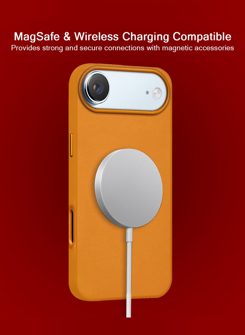 MARGOUN Leather Protective Case for iPhone 17 Air - Shockproof - Matte - Anti-Slip - Waterproof - Sleek Design Light Brown-1 - Image 3