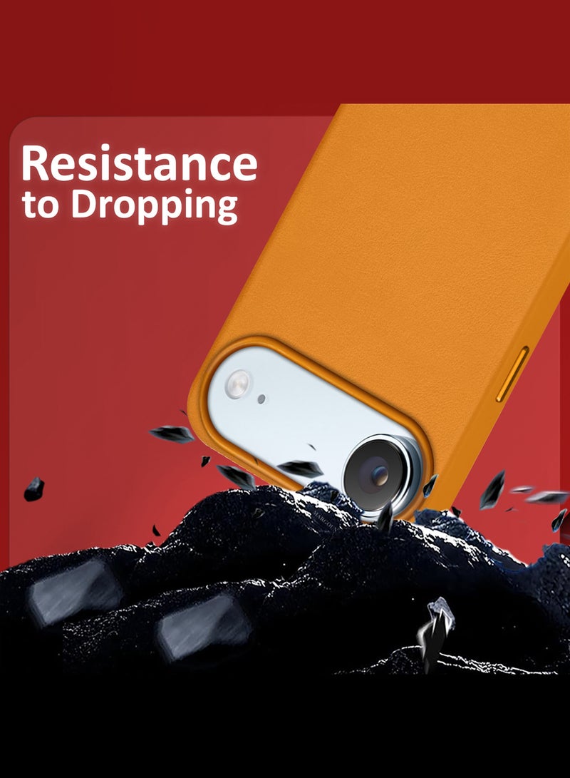 MARGOUN Leather Protective Case for iPhone 17 Air - Shockproof - Matte - Anti-Slip - Waterproof - Sleek Design Light Brown-1 - Image 4