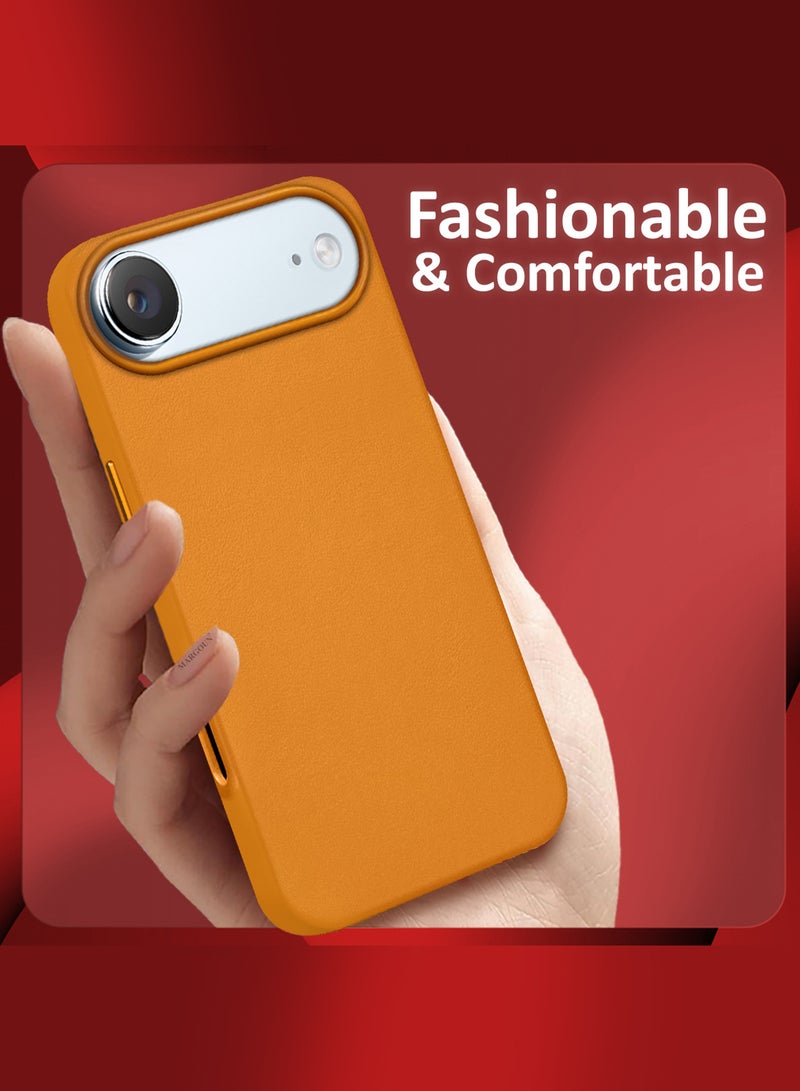 MARGOUN Leather Protective Case for iPhone 17 Air - Shockproof - Matte - Anti-Slip - Waterproof - Sleek Design Light Brown-1 - Image 5