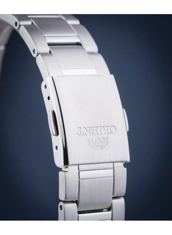 أورينت Men's Mechanical Contemporary “Stretto” Men's Watch RA-AC0R02L30B, 38.5 mm Blue Dial, Stainless Steel Bracelet, 50 M WR - Image 4