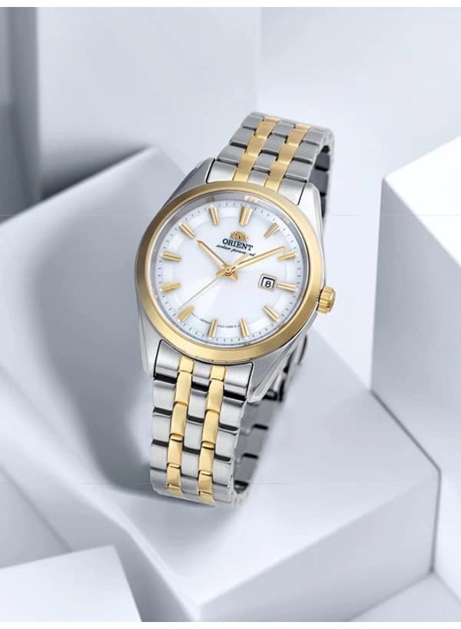 أورينت Women's Solar Contemporary Women's Watch RA-WG0601S10B, 32.1mm White Dial, Two-Tone (Silver/Gold) Stainless Steel Bracelet, 50M WR - Image 1