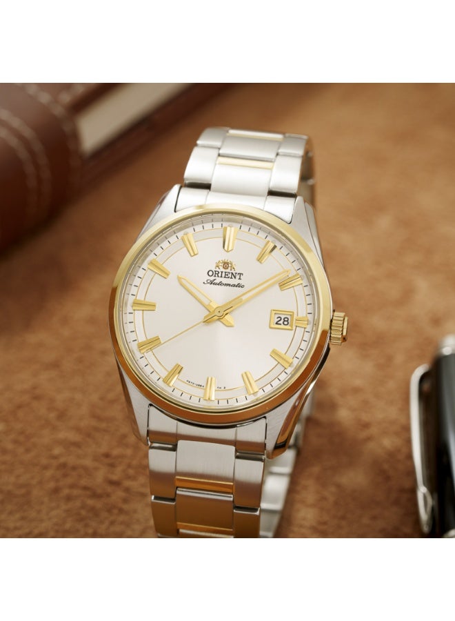 أورينت Men's Mechanical Contemporary “Stretto” Men's Watch RA‑AC0R01S30B, 38.5 mm White Dial, Two‑Tone Stainless Steel Bracelet, 50 M WR - Image 1