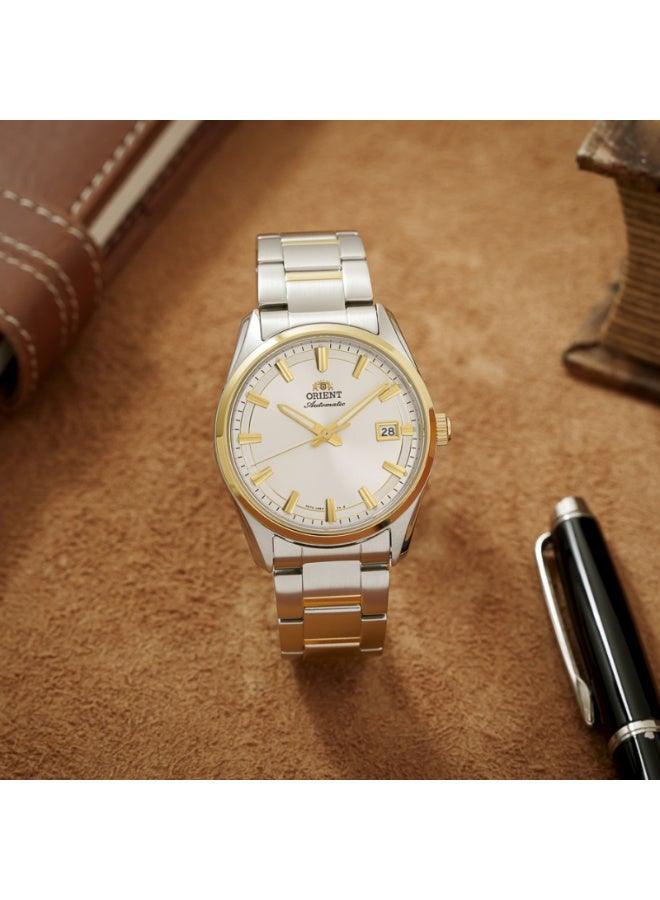 أورينت Men's Mechanical Contemporary “Stretto” Men's Watch RA‑AC0R01S30B, 38.5 mm White Dial, Two‑Tone Stainless Steel Bracelet, 50 M WR - Image 2