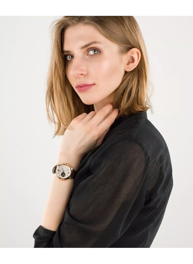 أورينت Women's Mechanical Contemporary Women's Watch RA-AG0022, 35.6 mm Open Heart White Dial, Leather Strap, 30 M WR - Image 3