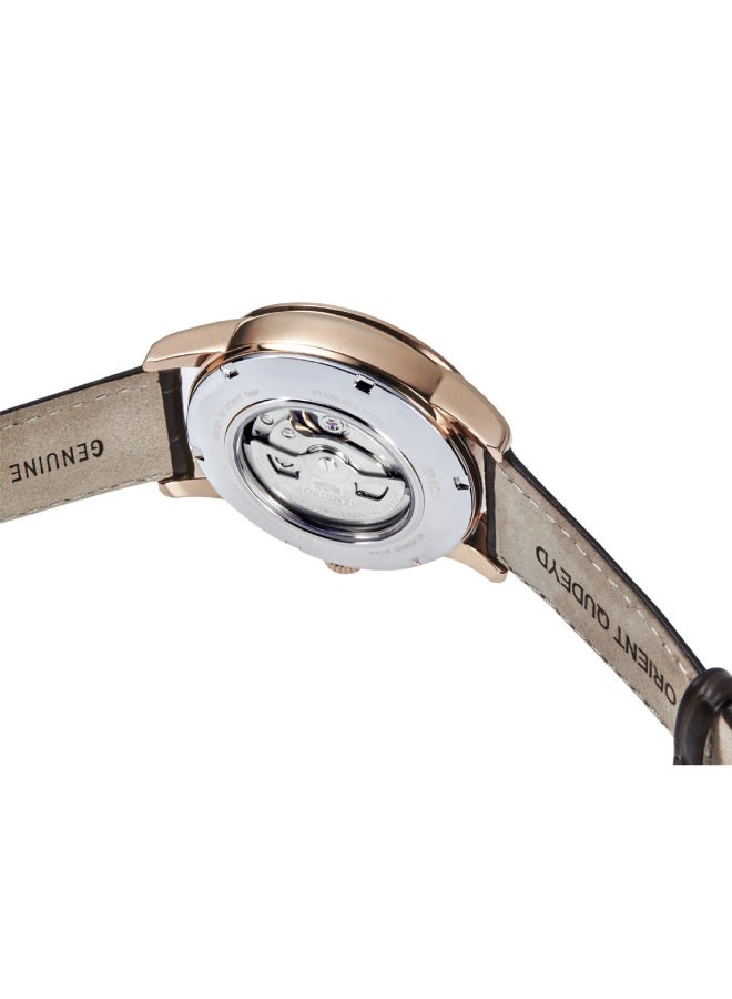 ORIENT Men's Mechanical Classic “Sun‑&‑Moon” Watch RA-AK0009, 42.5 mm Brown Dial, Rose‑Gold Case, Leather Strap, 50 M WR - Image 5