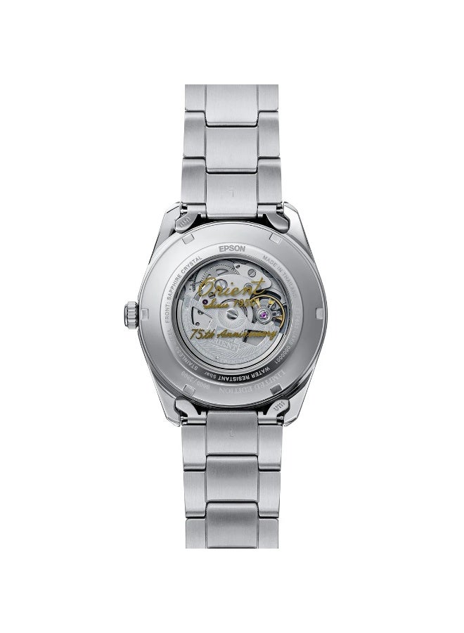 ORIENT Men's Limited Edition Stretto 75th Anniversary Semi-Skeleton Watch RA-AR0012N, 40.8 mm Open-Heart Grey Dial, Stainless Steel Bracelet, 50 M WR - Image 5