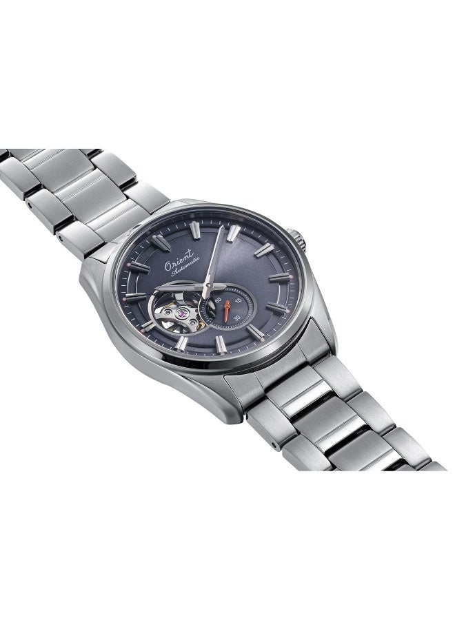 ORIENT Men's Limited Edition Stretto 75th Anniversary Semi-Skeleton Watch RA-AR0012N, 40.8 mm Open-Heart Grey Dial, Stainless Steel Bracelet, 50 M WR - Image 4