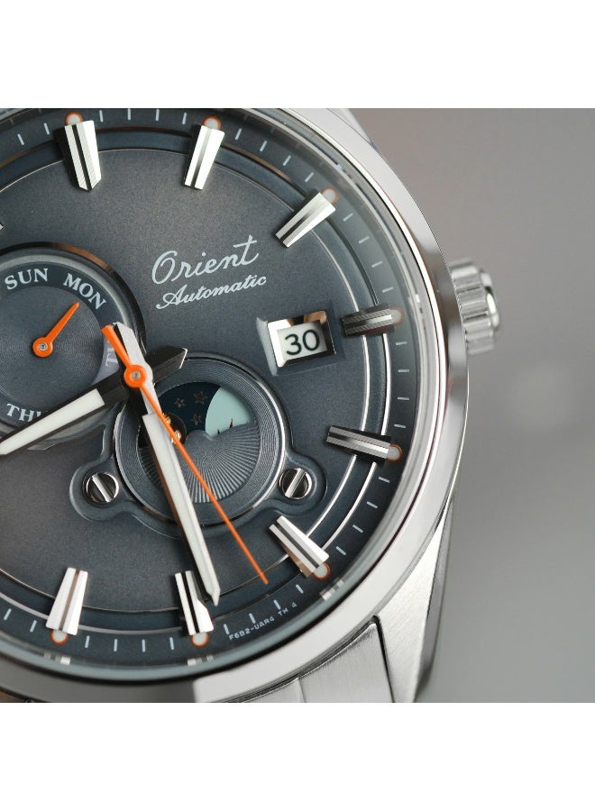 ORIENT Men's Limited Edition Mechanical Contemporary "Sun & Moon" Men's Watch RA-AK0311N30B, 41.5 mm Grey Dial, Stainless Steel Bracelet, 50 M WR - Image 4