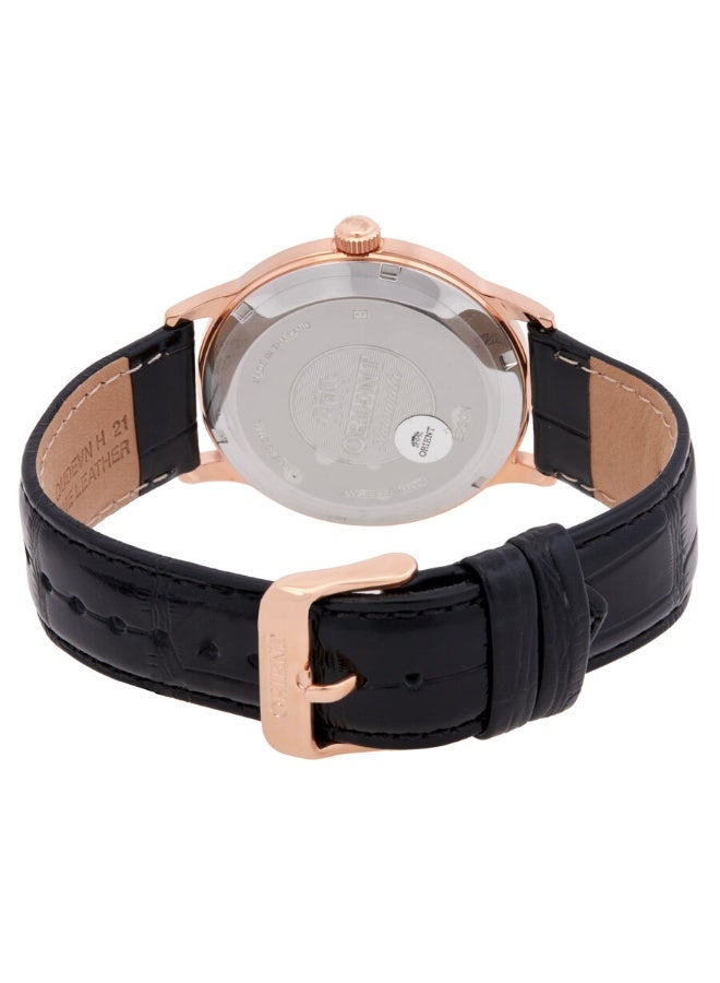 أورينت Men's Bambino Automatic Watch TAC00001B, 40.5mm Black Dial, Leather Strap, 30 M WR - Image 3