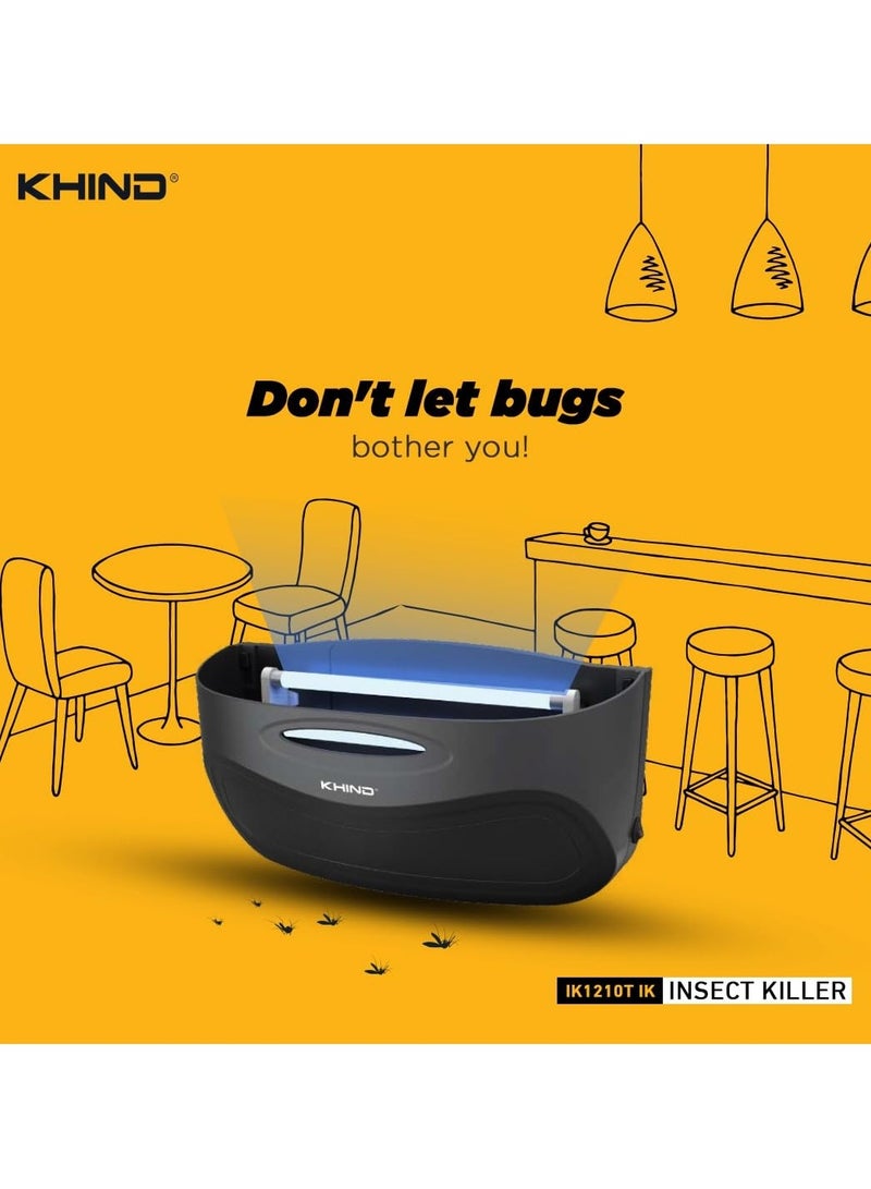 KHIND Insect Killer, Low Power Consumption, Strong & Durable Plastic Body (ABS), Easy Installation & Maintenance for restaurants, supermarkets, kitchens & hospitals IK1210T, 2 Year Warranty IK1210T Black - Image 2