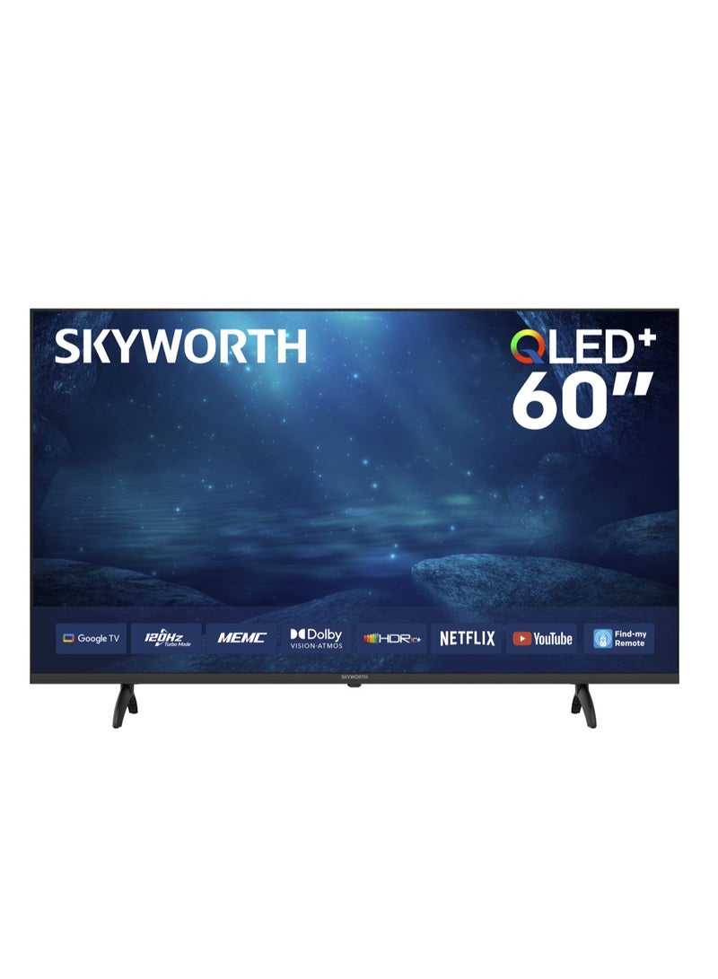 Skyworth 60" 4K QLED+ Smart TV, Filmmaker Mode, Eye Care, Google TV, Find My Remote, S AI Engine,120Hz Game Mode, Dolby Vision & Atmos, HDR10+, 2025, 2-Year Warranty, 60Q6820H black - Image 1
