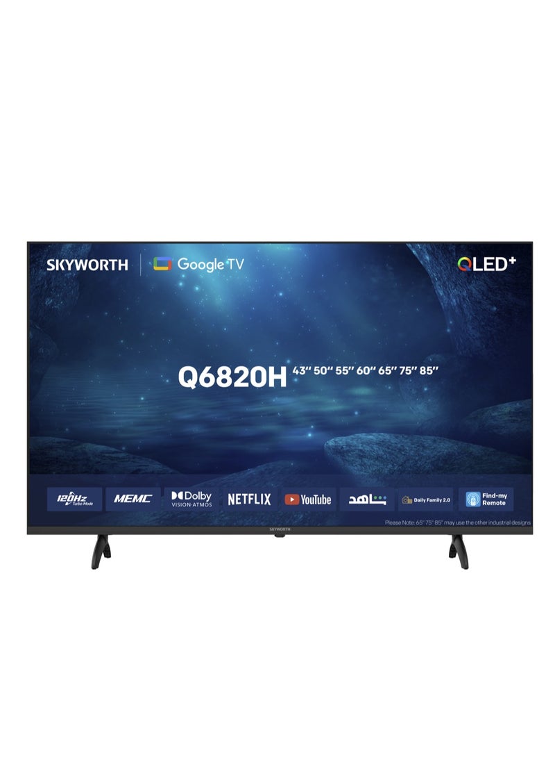 Skyworth 60" 4K QLED+ Smart TV, Filmmaker Mode, Eye Care, Google TV, Find My Remote, S AI Engine,120Hz Game Mode, Dolby Vision & Atmos, HDR10+, 2025, 2-Year Warranty, 60Q6820H black - Image 2