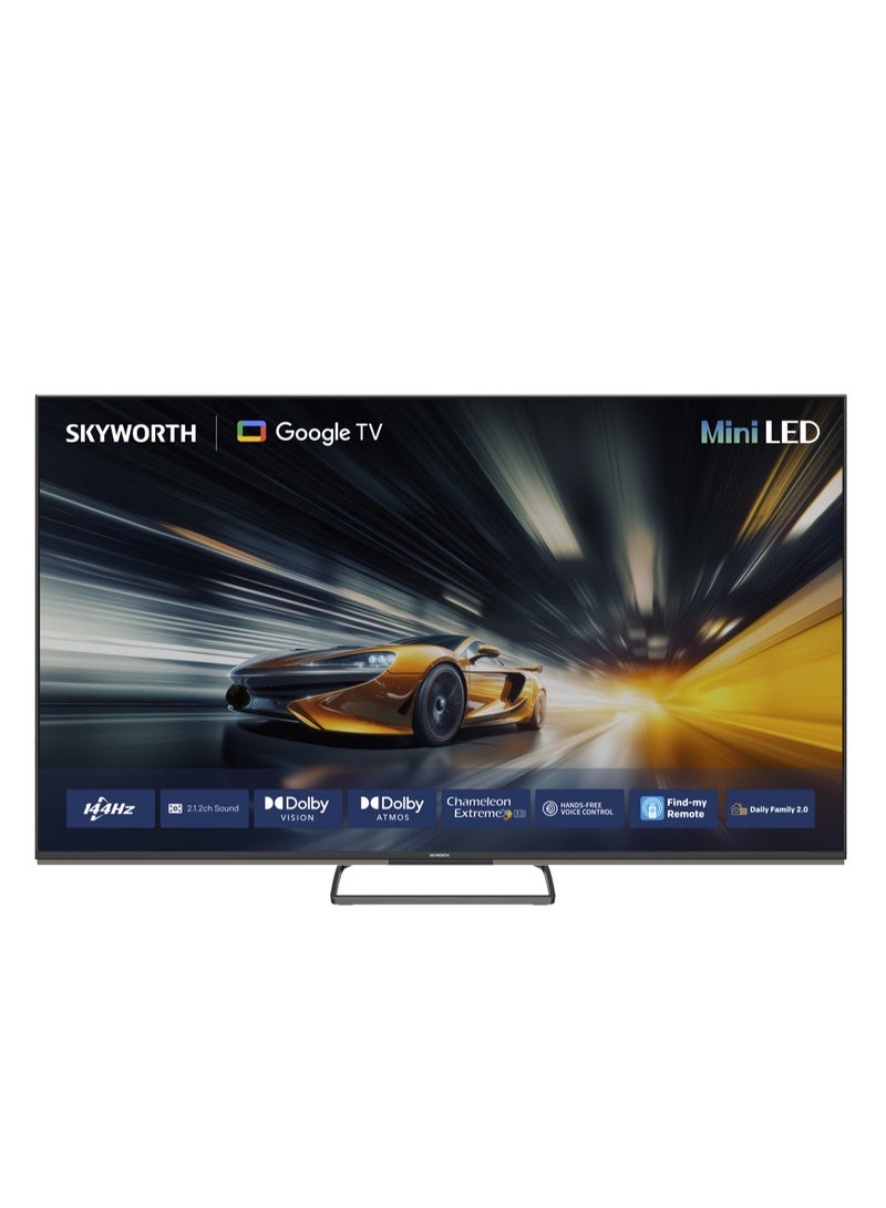 سكاي ورث تلفزيون ذكي 86 بوصة 4K MiniLED، وضع الحماية للعين، نظام Google TV، ميزة العثور على الريموت، وضع الألعاب، بتردد 144 هرتز VRR، مزود بتقنيات Dolby Vision وDolby Atmos ومنفذ HDMI 2.1، ضمان سنتين، 86X8700G أسود - Image 3