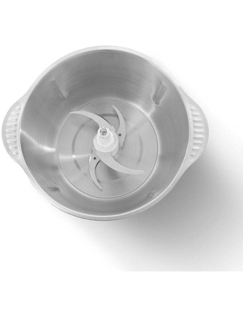 السيف  مفرمة الخضار الكهربائية ALSAIF 800 واط مع وعاء من الفولاذ المقاوم للصدأ و 4 شفرات، محضر طعام للحوم والفواكه والخضروات. سهل التنظيف، 4 لترات، فضي E02431 - Image 3