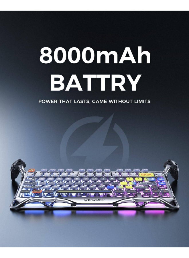 جرافا ستار لوحة مفاتيح ميكانيكية للألعاب Mercury K1 Pro 75% لاسلكية، لوحة مفاتيح مخصصة بتصميم مضغوط وقابلة للتبديل، مفاتيح خطية، إضاءة خلفية RGB مع إطار، فضي مجرة - Image 3