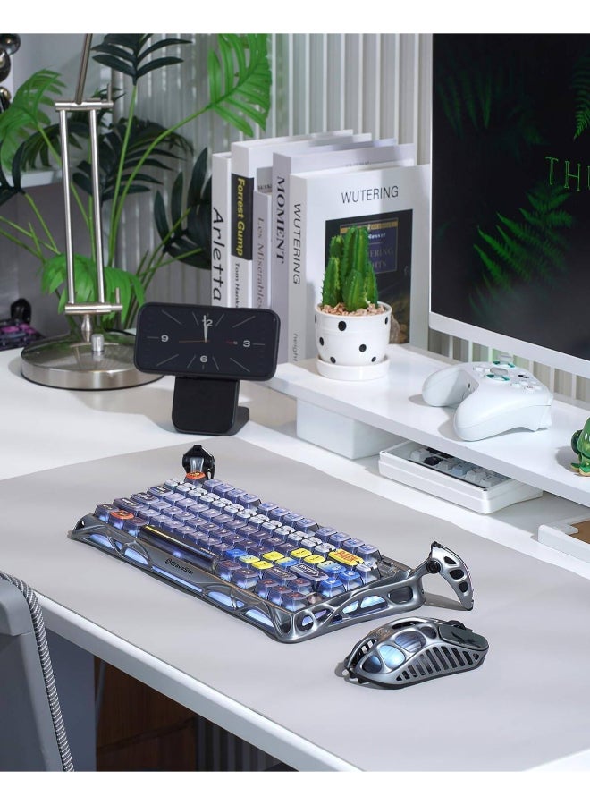 جرافا ستار لوحة مفاتيح ميكانيكية للألعاب Mercury K1 Pro 75% لاسلكية، لوحة مفاتيح مخصصة بتصميم مضغوط وقابلة للتبديل، مفاتيح خطية، إضاءة خلفية RGB مع إطار، فضي مجرة - Image 5