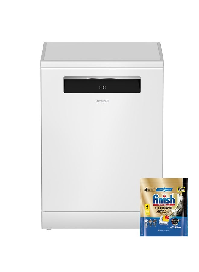 Hitachi Dish Washer 16 Place 8 Program 3 baskets, White, +15FINISH HDF-F168CV(W)FIN White HDF-F168CV(W)FIN White - Image 1