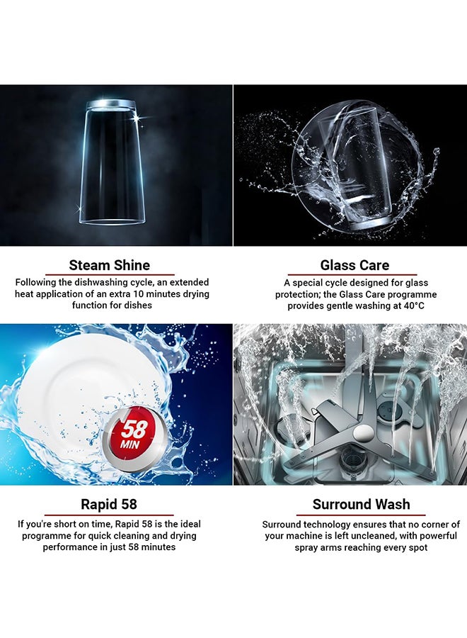 هيتاشي غسالة صحون هيتاشي 16 مكان 8 برامج 3 سلال، فضي، +15 فينيش - Image 5