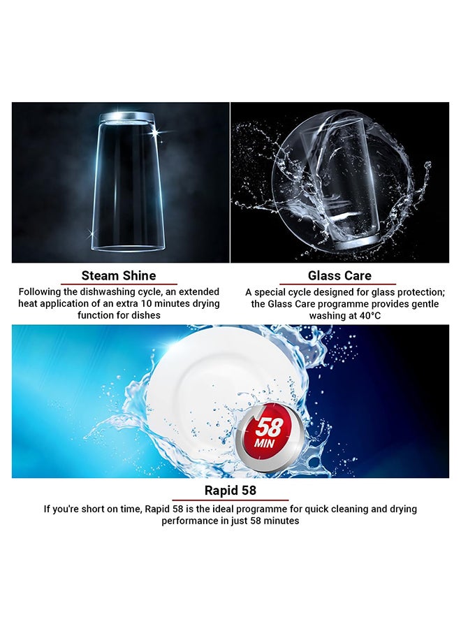 Hitachi Dish Washer 16 Place 8 Program 3 baskets, Black, +15FINISH HDF-F168CV(GB)FIN Black HDF-F168CV(GB)FIN Black - Image 5