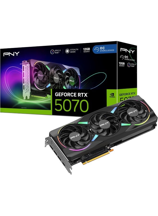 بي إن واي بطاقة الرسوميات GeForce RTX 5070 سعة 12 جيجابايت ARGB OC مع 3 مراوح - Image 1