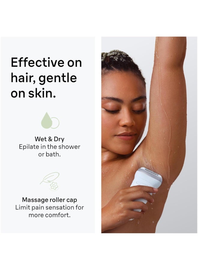 Braun Epilator Silk-épil 7, Hair Removal Device, Women Shaver & Trimmer, Wet and Dry, Wide Head, Includes Shaver Head and Trimmer Comb, SE7-041, Silver - Image 3