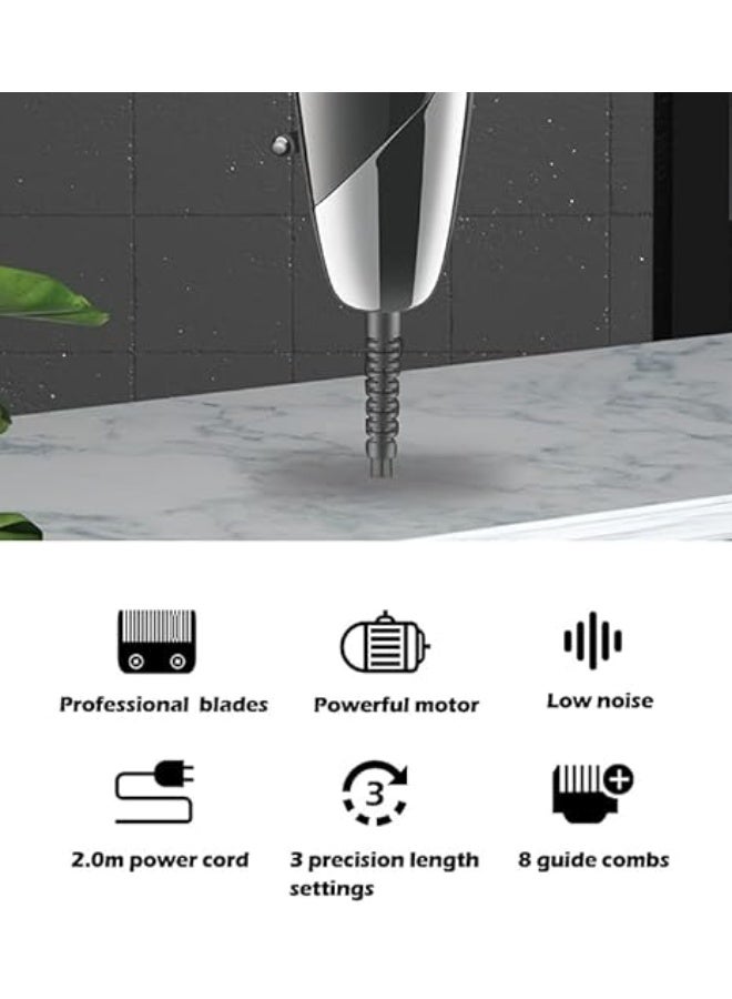 VGR V-127 Professional Hair Clipper Powerful DC Motor Stainless steel blade 8 Guide Combs 2m Cable Taper Lever Trimming Range: 0.9mm to 20mm Corded complete hair cutting set with 2 Combs & 1 Scissor BLACK - Image 5