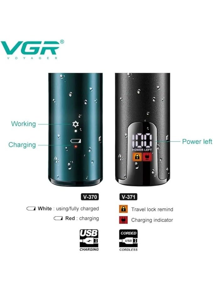 في جي آر Foil Shaver Professional Electric Shaver Triple Blade LED Display USB Charge Pop-up Hair Trimmer IPX5 Waterproof V-370 - Image 4