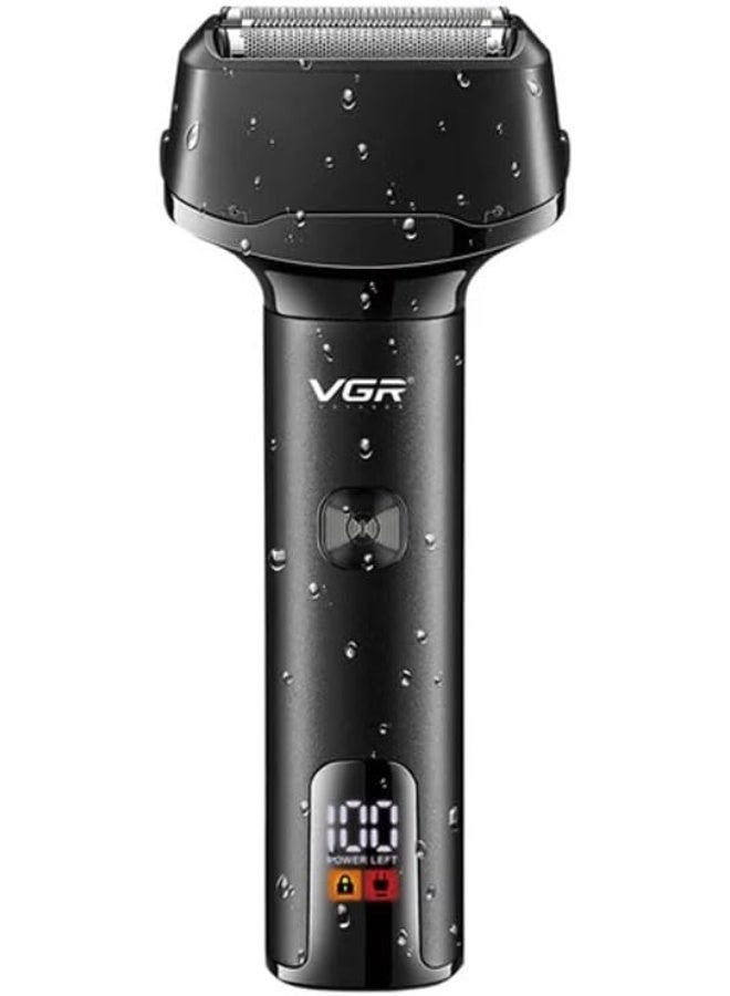 في جي آر Foil Shaver Professional Electric Shaver Triple Blade LED Display USB Charge Pop-up Hair Trimmer IPX5 Waterproof V-370 - Image 1