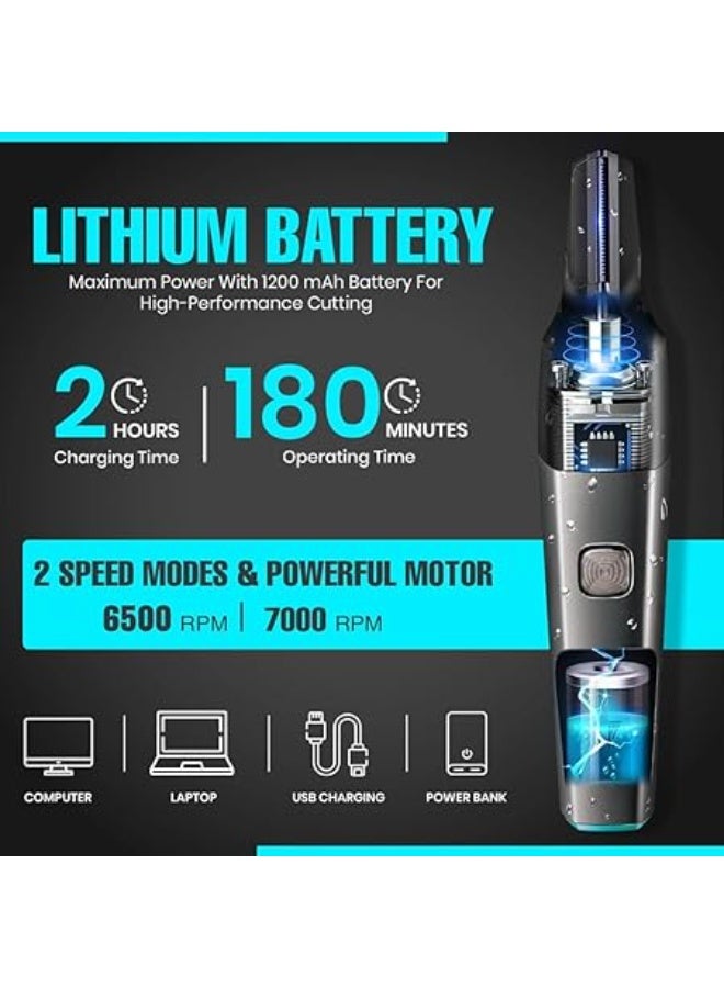 في جي آر V-603 Professional Nose and Body Trimmer, 1200mAh Battery, 2 Speed Settings, IPX5 Waterproof, LED Display, Black - Image 2