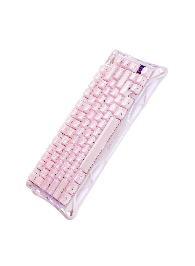 جرافا ستار لوحة مفاتيح الألعاب الميكانيكية اللاسلكية GravaStar Mercury K1 RGB، إطار من الألمنيوم، مفاتيح قابلة للتبديل، تخطيط إنجليزي Q، إصدار خاص باللون الوردي - Image 2