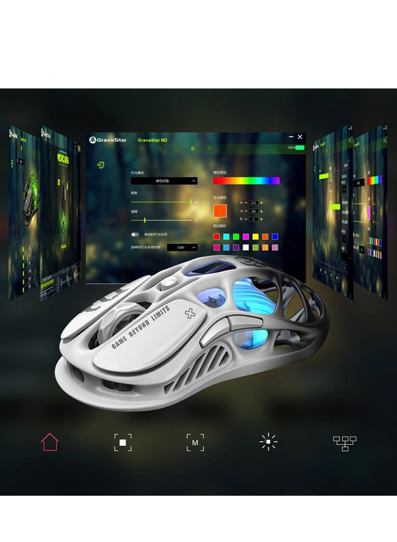 جرافا ستار ماوس الألعاب اللاسلكي GravaStar Mercury M1 Pro، سبيكة مغنيسيوم خفيفة الوزن، 26,000 DPI، مستشعر PAW3395DM، 5 أزرار قابلة للبرمجة، دعم سلكي/2.4GHz/بلوتوث، عمر بطارية يصل إلى 200 ساعة - أسود متدرج - Image 5