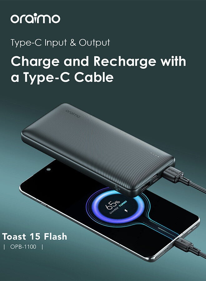 أورايمو باور بانك توست 15 فلاش USB-C و 2 منفذ USB 15W - - Image 5