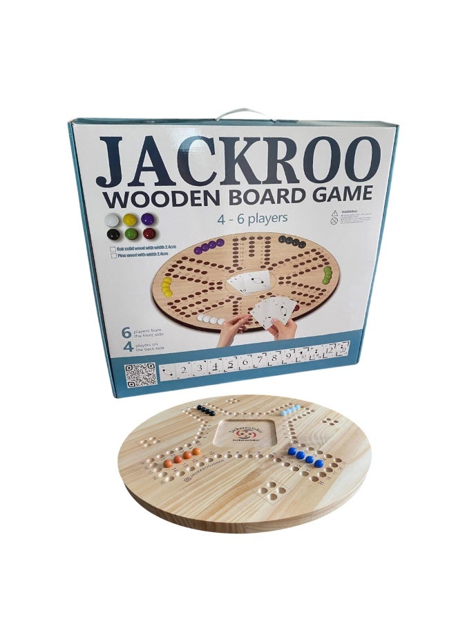 جاكارو جوكر لعبة لوحية خشبية مميزة للبالغين، لوحة صنوبر مزدوجة الجوانب 54 سم، مجموعة ألعاب عائلية لـ 4-6 لاعبين مع حقيبة تخزين، بطاقات، كرات - Image 5