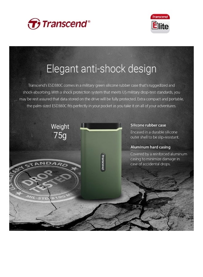 Transcend ESD380C Rugged Portable 1TB External SSD USB 3.2 Gen 2x2 | Compact Design | 20Gbps Speed | ShockProof | for PS5 Xbox Laptpo Desktop Iphone Android Smartphones 1 TB - Image 5