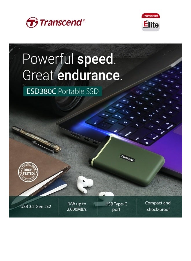 Transcend ESD380C Rugged Portable 1TB External SSD USB 3.2 Gen 2x2 | Compact Design | 20Gbps Speed | ShockProof | for PS5 Xbox Laptpo Desktop Iphone Android Smartphones 1 TB - Image 3
