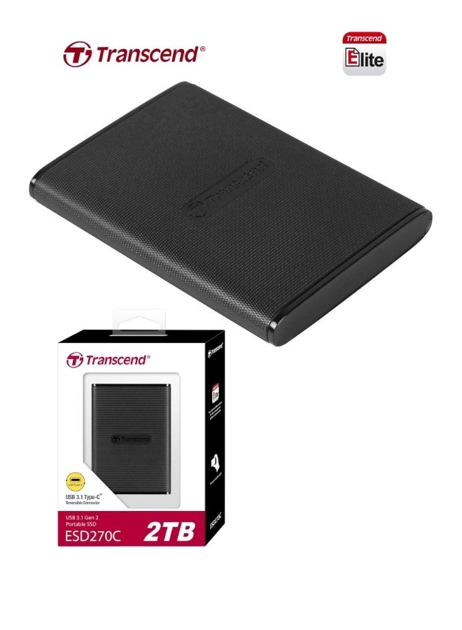 Transcend ESD270C Portable 2TB External SSD USB 3.1 Gen 2 | Compact Design | 10Gbps Speed |Solid State Drive for PS5 Xbox Laptop Desktop Iphone 15,16,17 Android Smartphones 2 TB - Image 1
