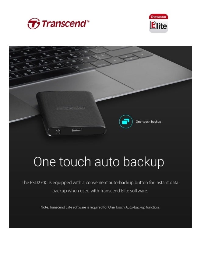 Transcend ESD270C Portable 1TB External SSD USB 3.1 Gen 2 | Compact Design | 10Gbps Speed |Solid State Drive for PS5 Xbox Laptop Desktop Iphone 15,16,17 Android Smartphones 1 TB - Image 4