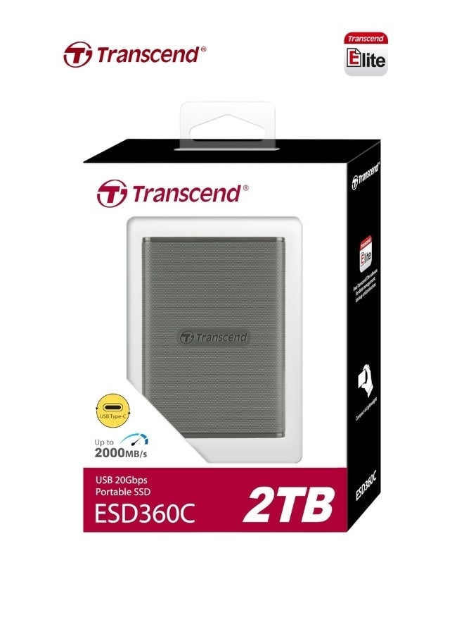 Transcend ESD360C Portable 2TB External SSD USB 3.2 Gen 2x2 |20Gbps Speed | Compact Design Solid State Drive for PS5 Xbox Laptop Desktop Iphone 15,16,17 Android Smartphones 2 TB - Image 1
