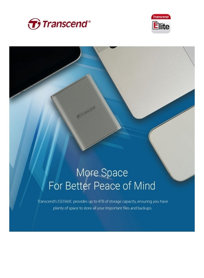 Transcend ESD360C Portable 2TB External SSD USB 3.2 Gen 2x2 |20Gbps Speed | Compact Design Solid State Drive for PS5 Xbox Laptop Desktop Iphone 15,16,17 Android Smartphones 2 TB - Image 4